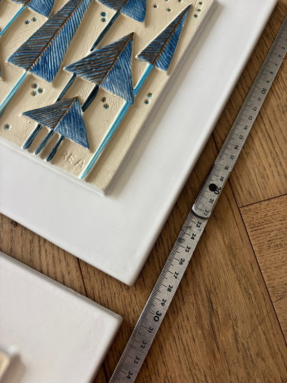 Pair of Ceramano REA Ceramic Wall Plaques, Rare Blue Colourway, West Germany, 1970s, Decorative Objects (photo 13 of 15)
