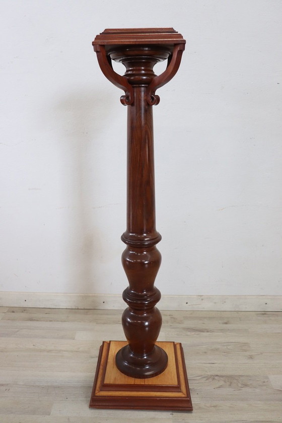 Image 1 of Colonne vintage en chêne tourné, fin du 20e siècle