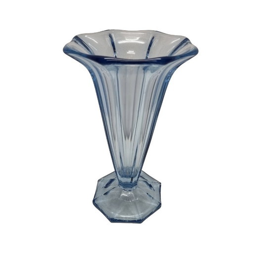 Art Deco blauwe tulpvormige vaas