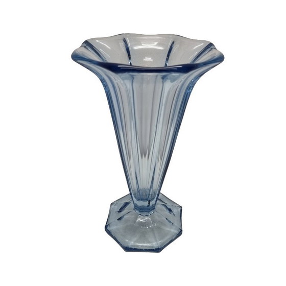 Image 1 of Art Deco blauwe tulpvormige vaas