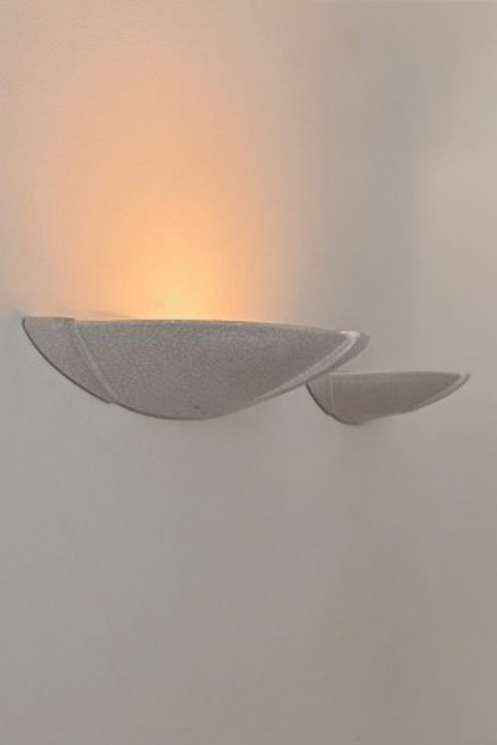 Pair of Vintage Enamelled White Porcelain Wall Lights, France 1970 (photo 5 of 5)