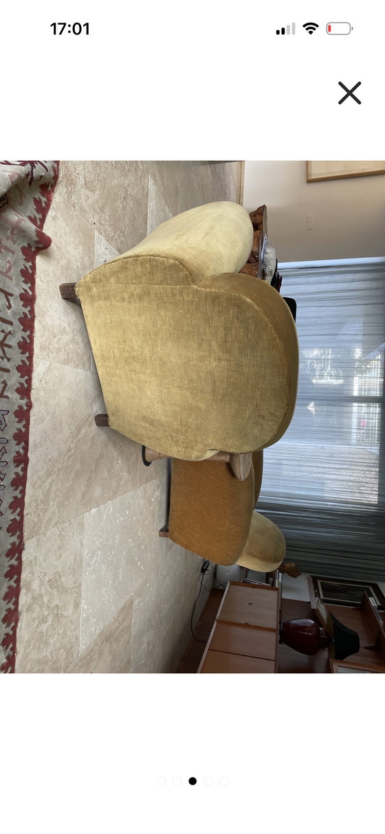Image 1 of 2x Art Deco fluwelen fauteuil