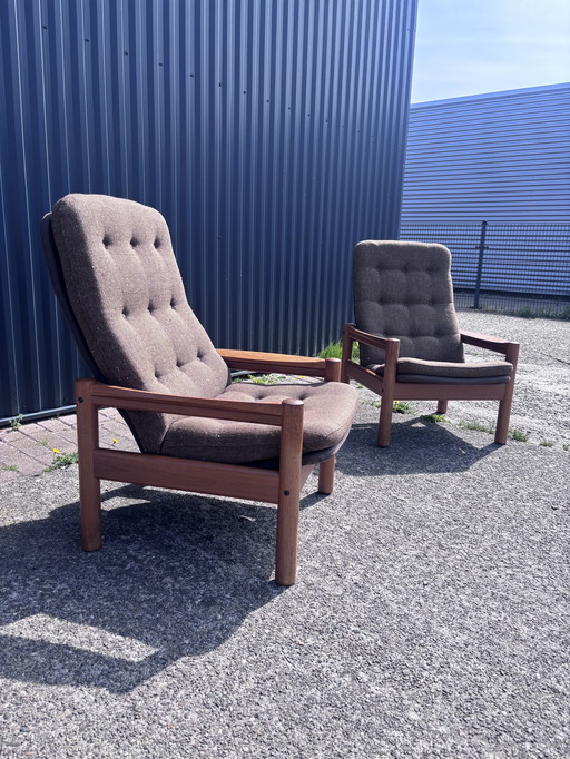 2 x vintage design fauteuil teak domino