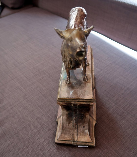 Image 1 of Antieke metalen hertenklok - Decoratief vintage uurwerk (2C07A)