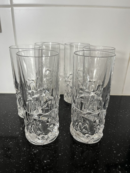 Seis vasos largos de cristal pesado de Tiffany