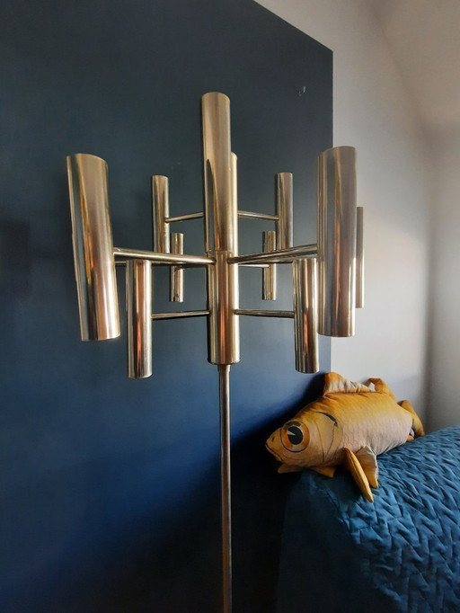 Lampada da terra vintage di metà secolo in stile Sciolari