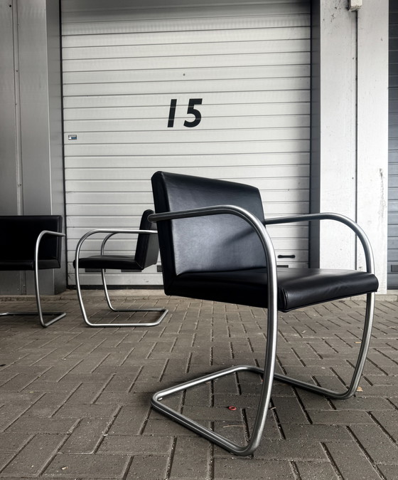 Image 1 of 6 sedie Brno di Mies van der Rohe, Fasem, in pelle nera