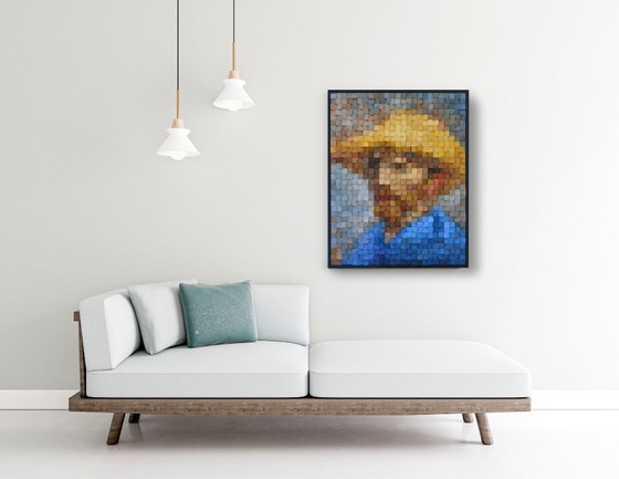 Image 1 of Van Gogh in Pixels – Wooden Mosaic Portrait