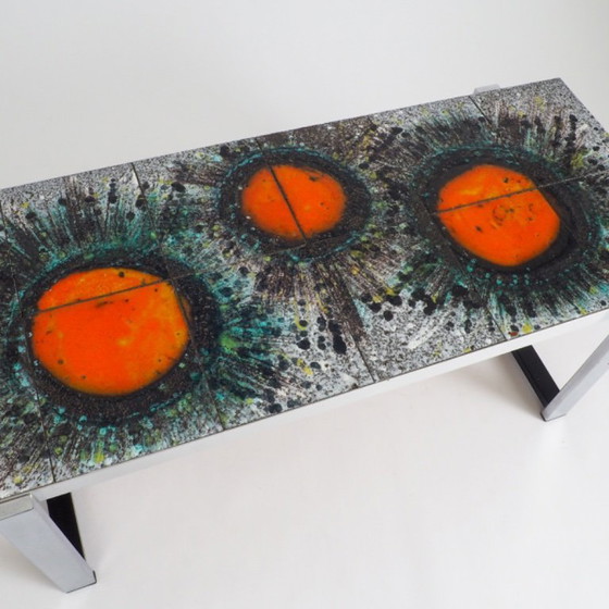 Image 1 of Mid-Century Modern Sunburst Tile Coffee Table
