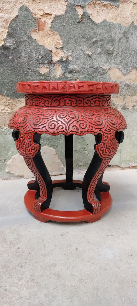 Image 1 of Chinese red cinnabar stool