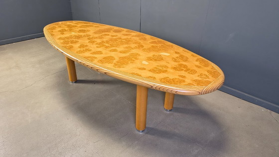 Image 1 of XXL dining table in burl and elm wood, 1980s