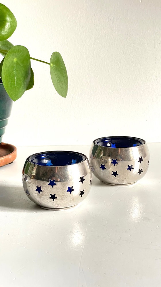 Image 1 of PHOTOPHORES Métal Argenté et Etoiles