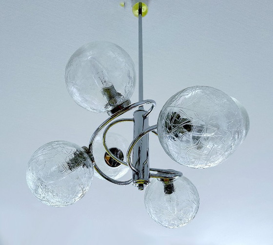 Image 1 of Lampadario vintage in vetro a bolle in stile spaziale