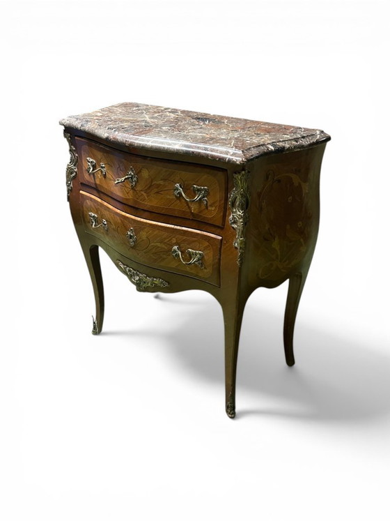 Image 1 of Louis XV Style / 20th Century Curved Commode in Veneered Wood