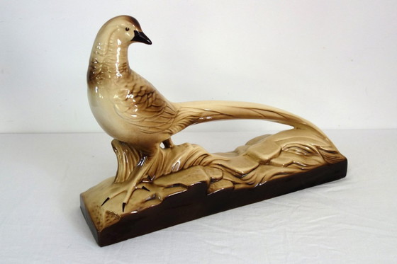 Image 1 of Skulptur Fasan Keramik Art Deco Sainte Radegonde