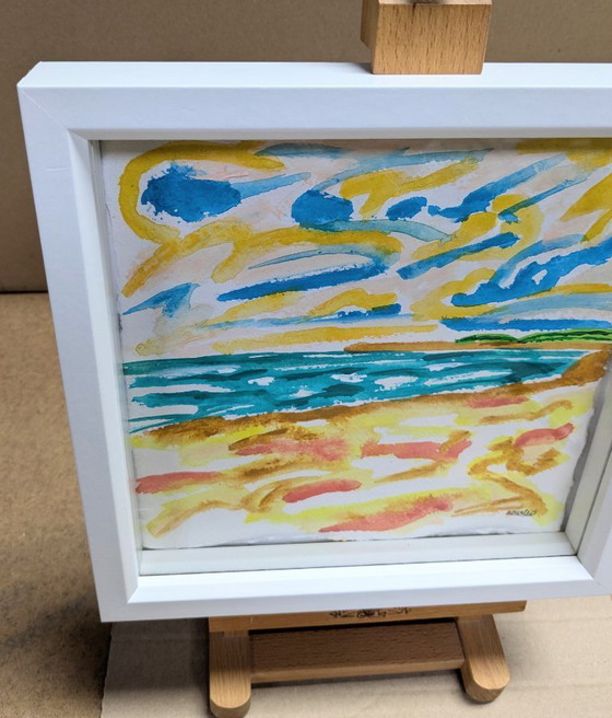 Image 1 of Instow North Devon Riverscape Painting Paper Nigel Waters Signed Framed Art