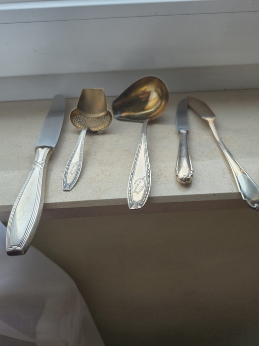 Antique Silver-Plated Cutlery – besteksets, Metal