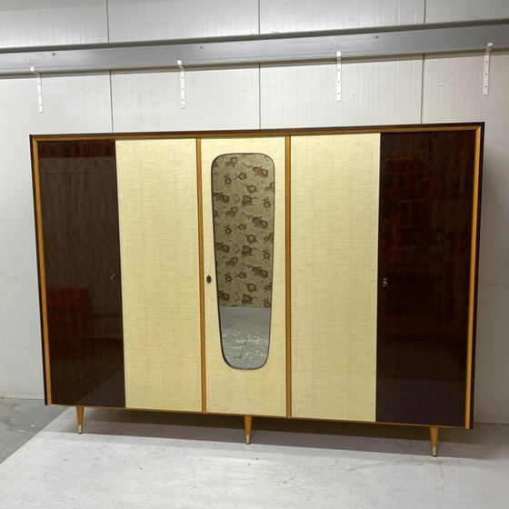Vintage Midcentury 5-door wardrobe hanging shelving disassemblable, Other, Beige (photo 2 of 15)