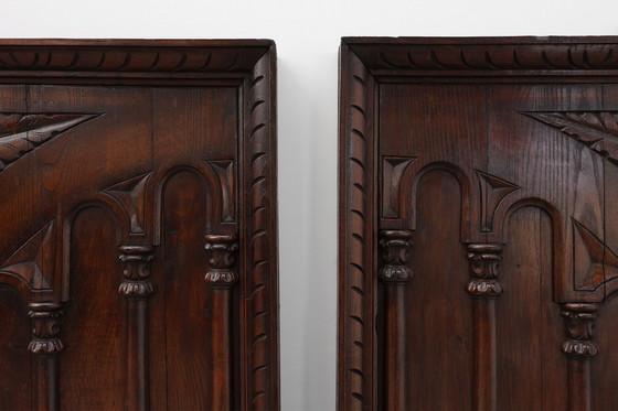 Image 1 of Grandes paneles de pared de roble portugués tallado, años 1850, lote de 2