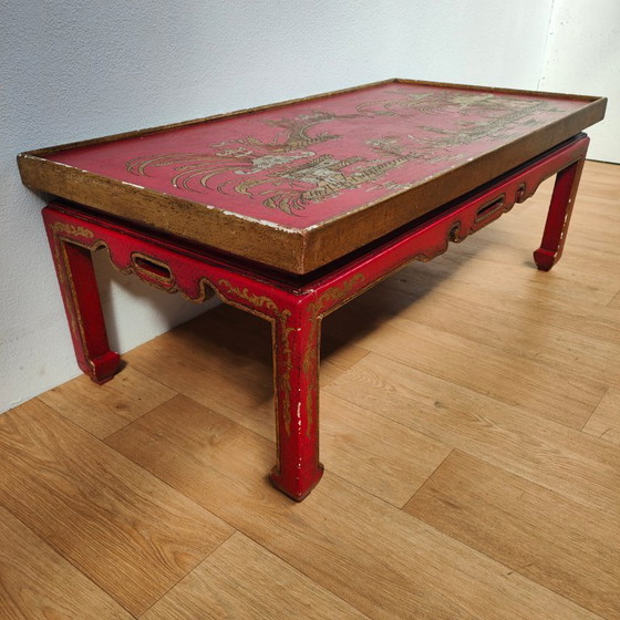 Image 1 of Vintage Chinoiserie Japandi Salontafel, Koffietafel Hout