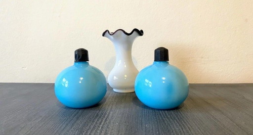 Antique perfume bottles with small vase, French, 1800-1900