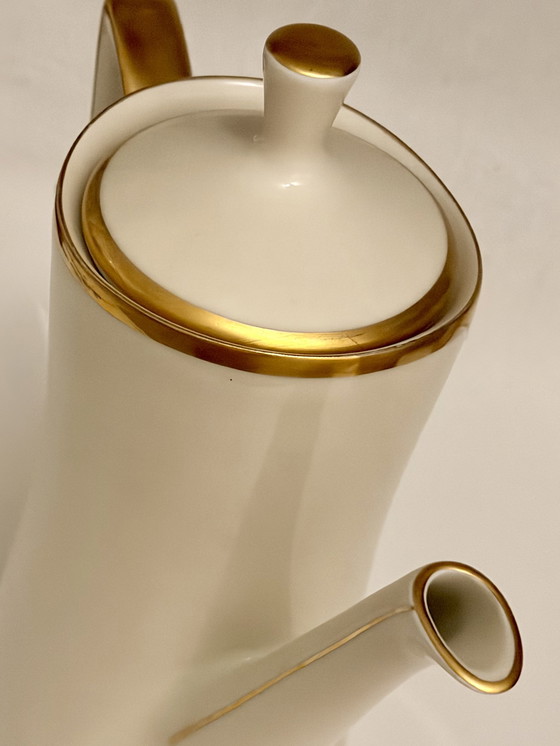 Image 1 of Vintage witte en gouden porseleinen koffiepot – Cérabel, Baudour