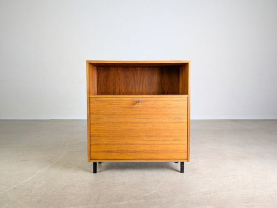 Image 1 of Original midcentury sideboard bar compartment walnut chest of drawers vintage