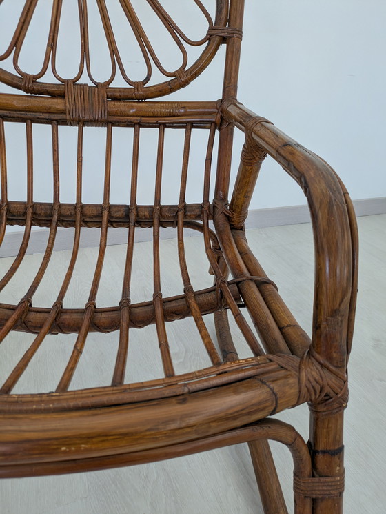 Image 1 of Salon en bambou - Fauteuils, table basse et porte-manteau - Vintage