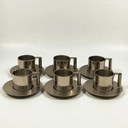Italian inox espresso cups & saucers by Vemi (set of 6)