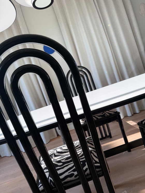Image 1 of Set of 3 Postmodern Dining Chairs – Memphis Style – Zebra Print