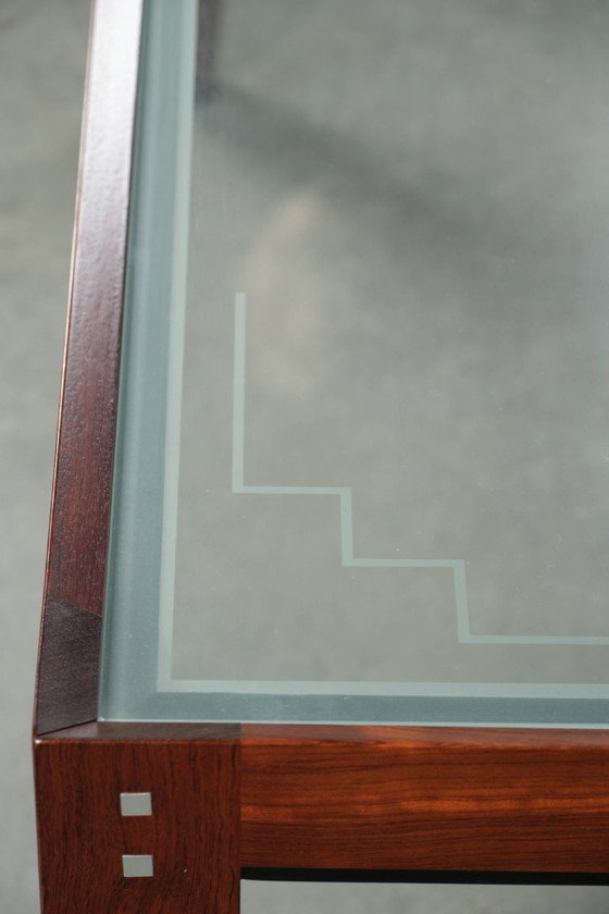 Image 1 of Vierkante Art Deco design salontafel van Schuitema uit de Decoforma serie met een glazen blad