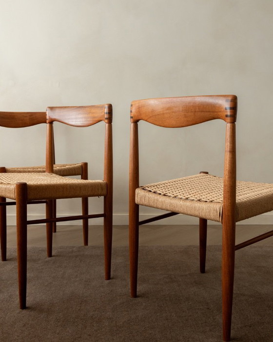 Image 1 of Vintage Dining Chairs by Henry Walter Klein for Bramin Møbler, Danish Teak Paper Cord Dining Chairs, 1960s, Set of 3