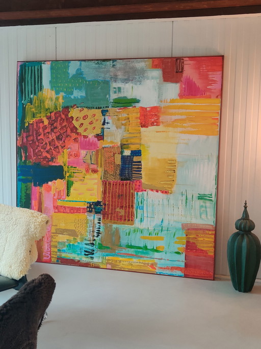 Abstraktes Gemälde mit Acrylfarben.