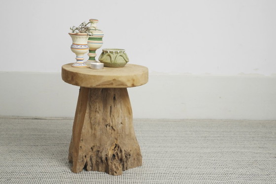 Teakhouten wortelkruk, organisch houten bijzettafeltje, rustieke sculpturale boomstronkkruk, vintage – Wood (photo 17 of 17)