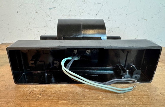 Image 1 of Applique industriale in bachelite marrone con vetro opalino, anni '60