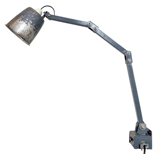 Industriële grijze verstelbare wandlamp van Memlite, jaren 60