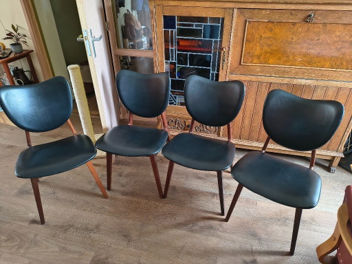 Set aus 4 Vintage-Esszimmerstühlen aus Kunstleder – eetkamerstoelen, Wood