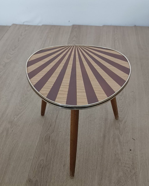 1950s Side Table with Setting Sun Motif