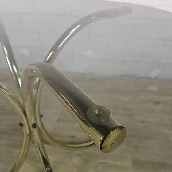 Image 1 of Vintage dining table set with chairs Gastone Rinaldi 70s brass (1970s) mid-century design (Italian design) Hollywood Regency