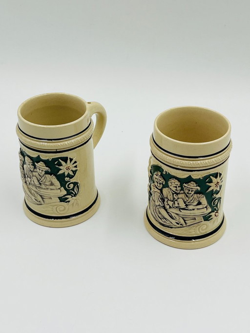 Lot 2 Duitse Bierpullen van Steengoed Edelweiss