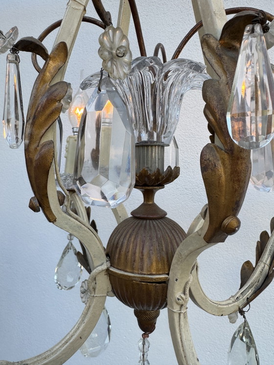 Lampadario in cristallo e ferro battuto con pendenti 1900 – Iron, Crystal (photo 15 of 15)