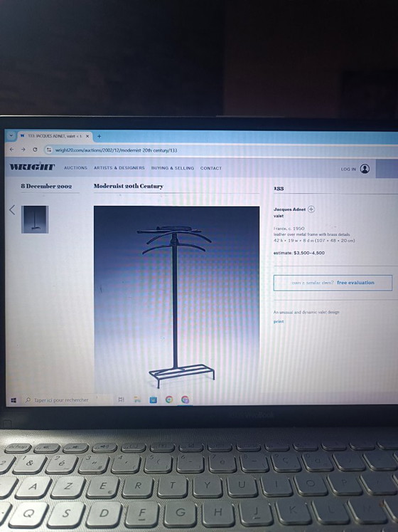 Image 1 of Valet de chambre gainé cuir par Jacques Adnet 1950