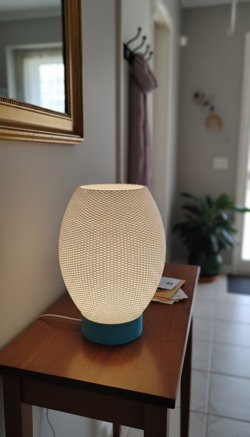 Modern 3D Printed Textured Table Lamp – Warm Ambient Light – Unique Designer Lamp (Wireless or Wired)