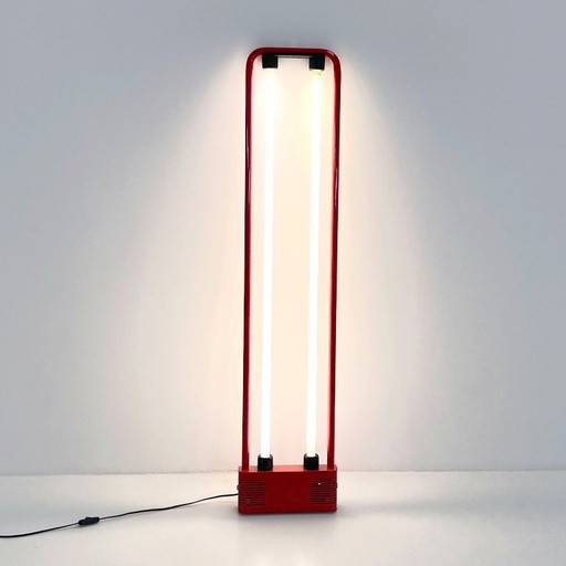 Rote Doppel-Neonlampe von Gian N. Gigante für Zerbetto, 1980er