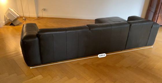 Image 1 of Large Black Leather Couch Sofa