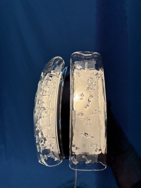 Image 1 of Set van 2 vintage Doria Leuchten ijsglas wandlampen jaren 60