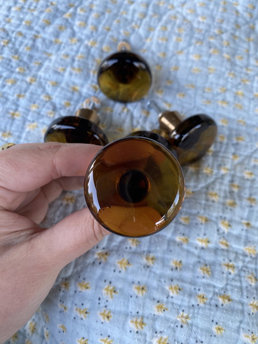 Bouton de porte ambre verre fumé ocre brun