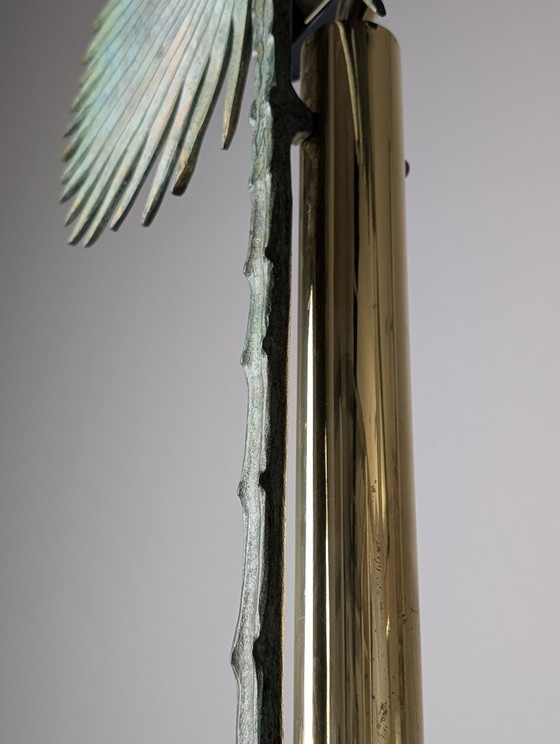 Monumental Valenti Fan Palm Bronze and Brass Table Lamp, 1970s (photo 7 of 20)