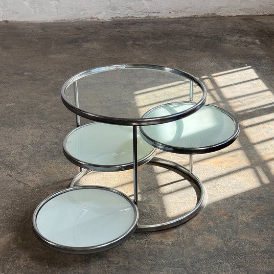Image 1 of Milo Baughman Style Chrome and Glass Coffee Table, 1990