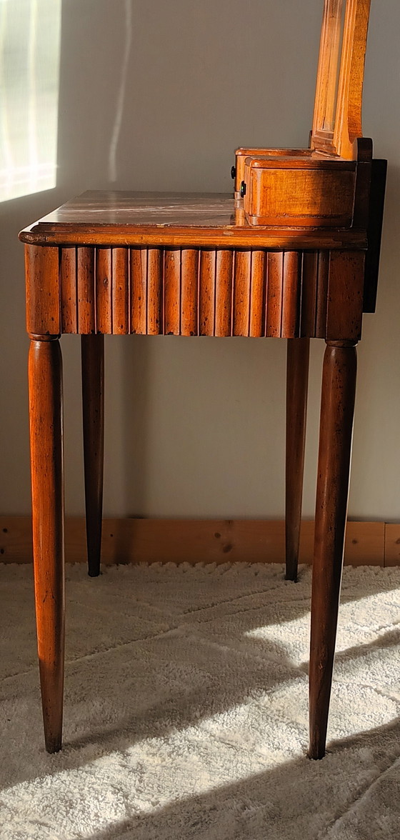 Image 1 of Toletta retrò in legno di ciliegio e marmo